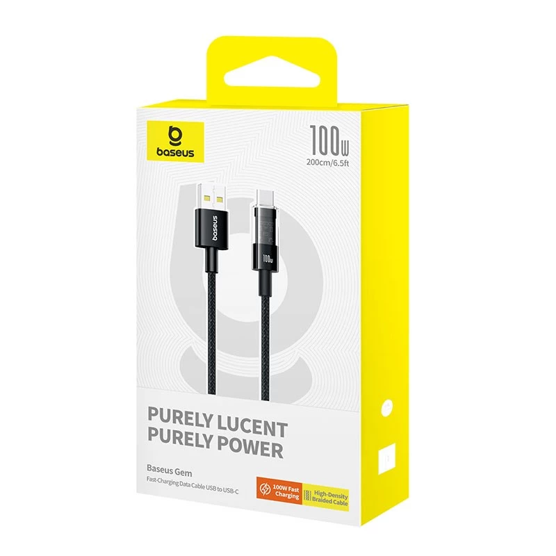 Baseus Gem USB A to USB C fast charging cable 2 m 100 W Black