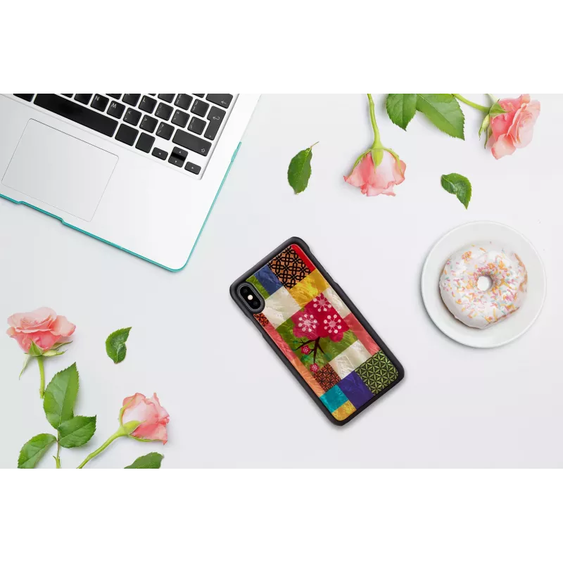 Protective smartphone case iKins for iPhone XS Max — cherry blossom pattern, black