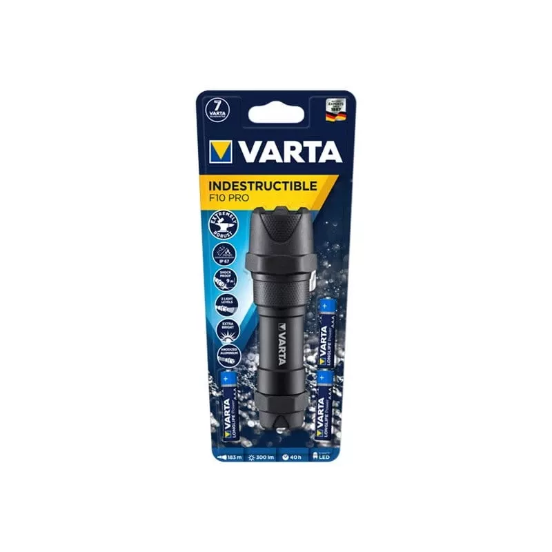 Hand flashlight Varta INDESTRUCTIBLE F10 PRO Black 6W 300lm IP67