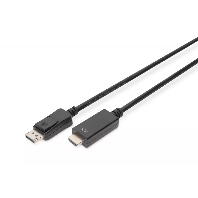 Adapter Cable Displayport 1.2 with interlock 4K 60Hz UHD Typ DP/HDMI A M/M black 2 m