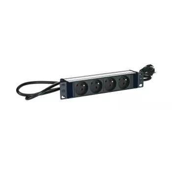 Logon POWER STRIP 10inch - 4WAY - ALUMINIUM FINISH - 2M CABLE