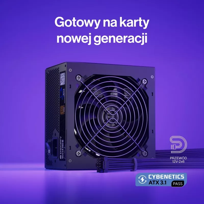 Power supply unit ENDORFY Vero L6 750 W, 24-pin ATX, 80 PLUS Bronze, 120 mm fan, Black