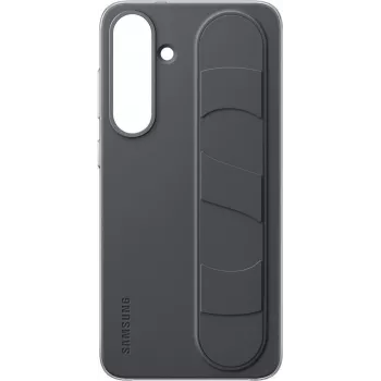 Phone case Samsung standing grip for Galaxy S25, model EF-GS936CBEG, black, slim protective cover with fold-out stand