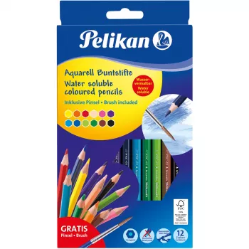 Colour Pencil Pelikan 700672 12 pcs Black Blue Brown Green Light Blue Light Green Orange Peach Pink Red Violet Yellow