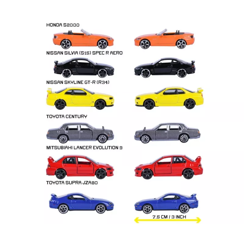 Toy vehicle set Majorette Japan Legends Premium assortment, 6 vehicles, model 8502100000