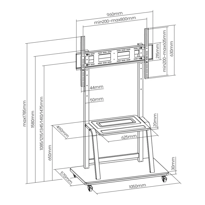 Sbox FS-1035 Floor TV Stand, 37-100 in, up to 150 kg, VESA 800x600