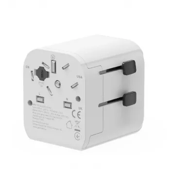 Universal travel adapter GEMBIRD TPA-EU2A12-01-W 12W USB power adapter for international outlets