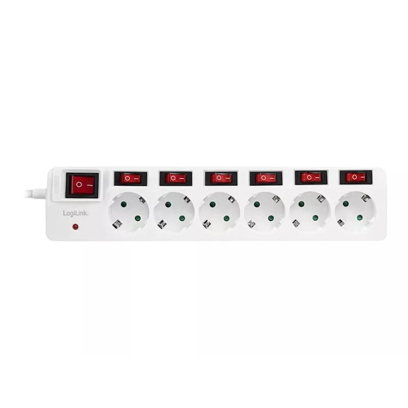 Power Extension LogiLink LPS250 1.5m 6 AC Outlets Indoor White