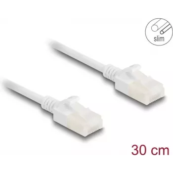 Network Cable DeLOCK RJ45 Cat.6A plug to plug 0.3m white