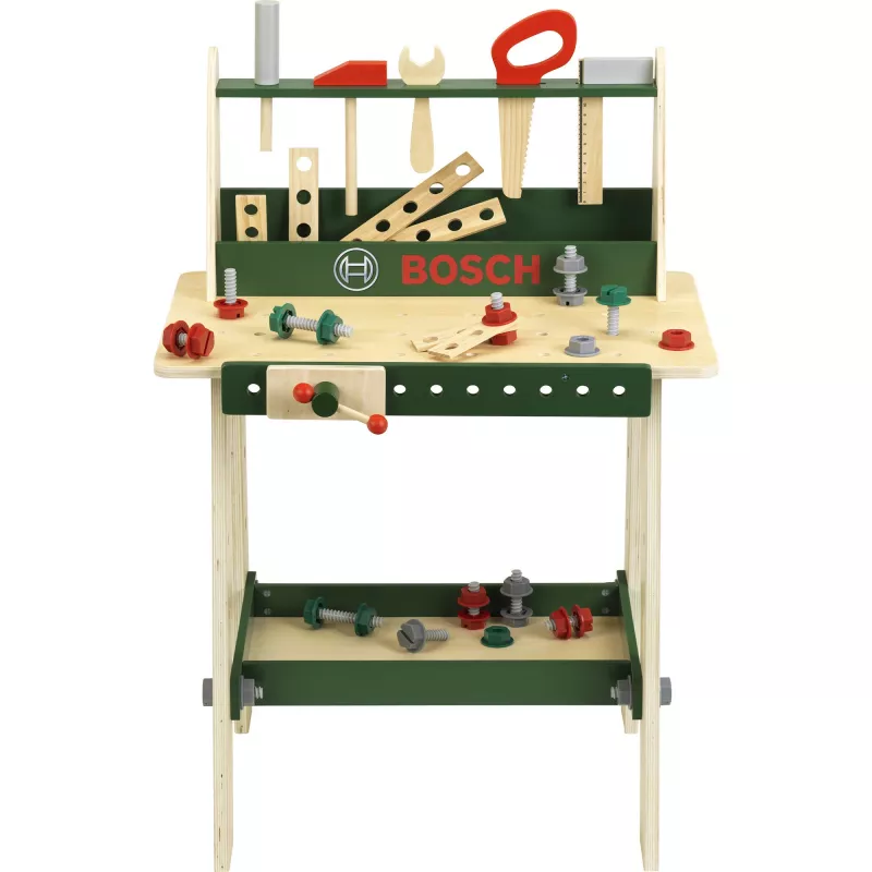 Children's wooden workbench Theo Klein Bosch model 8169 with pinewood medium and toy tools