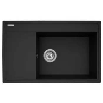 Set - Sink PYRAMIS CAMEA (79x50) 1B 1D R + Faucet IDEA Black Edition - 070168502BE - Volcano