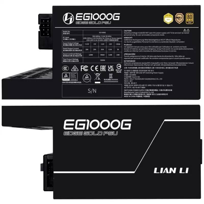 Power supply LIAN LI EDGE GOLD 1000 — 1000W, 80 PLUS Gold, active PFC