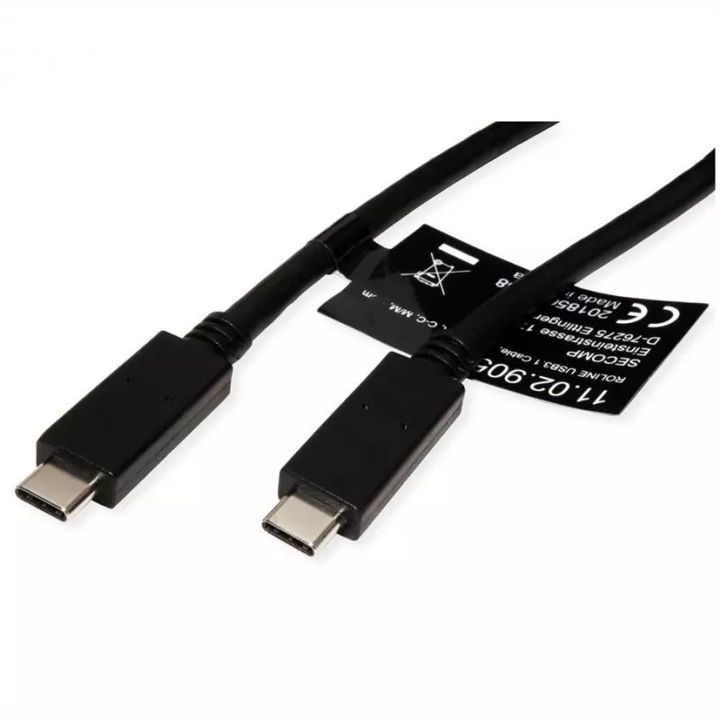 USB Cable ROLINE 11.02.9056 0.5m USB 3.2 Gen 2 10 Gbit/s USB C Black