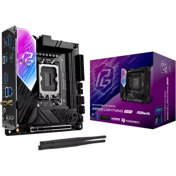 Motherboard ASROCK B860I Lightning WiFi — Intel B860, LGA 1851, Mini-ITX, DDR5, 2x DIMM, 4x M.2, 2.5Gb LAN, Wi‑Fi 6E, Bluetooth 5.3