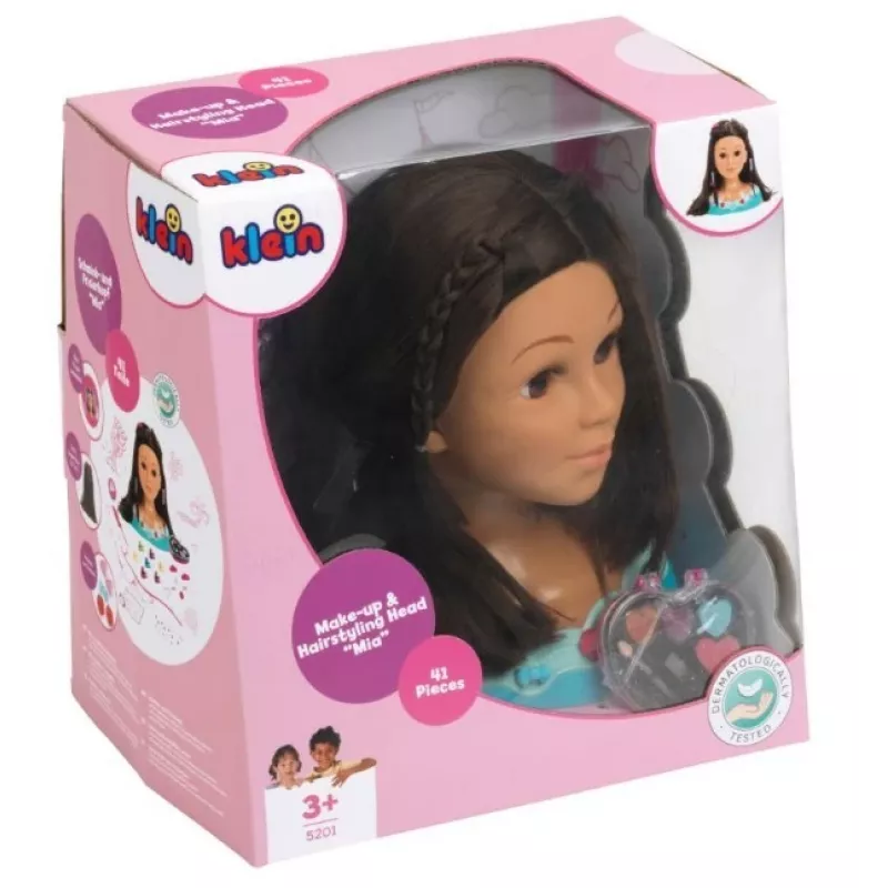 KLEIN Styling Head Klein Mia 5201 with realistic hair and accessories for hairstyling practice