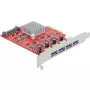 Delock PCI Express x4 Card to 4 x external SuperSpeed USB 10 Gbps (USB 3,2 Gen 2) USB Type-A female - USB-Adapter - PCIe 3.0 x4 - USB 3,2 Gen 2 x 4 (90481)