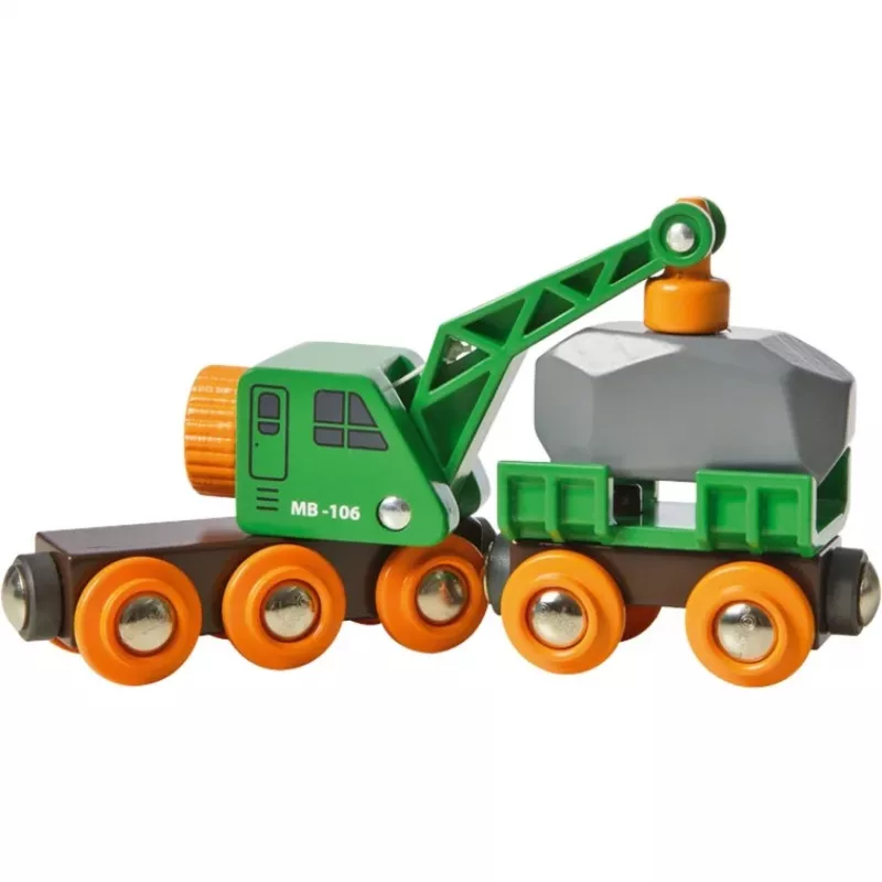 Wagon BRIO Clever Crane Wagon Lift and Load Black Green