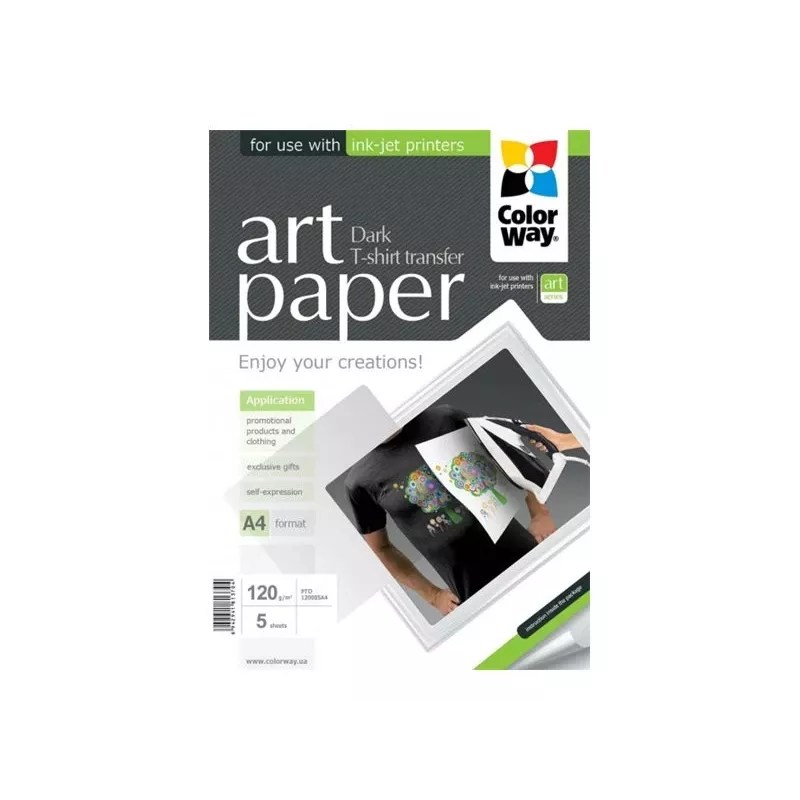 T-shirt transfer photo paper ColorWay PTD120005A4 — A4, 120 g/m², 5 sheets (for dark fabrics)