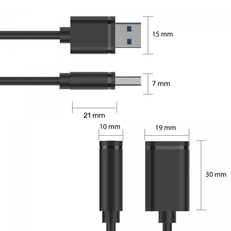 USB Cable UNITEK Y-C447GBK 0.5m USB 2.0 Black