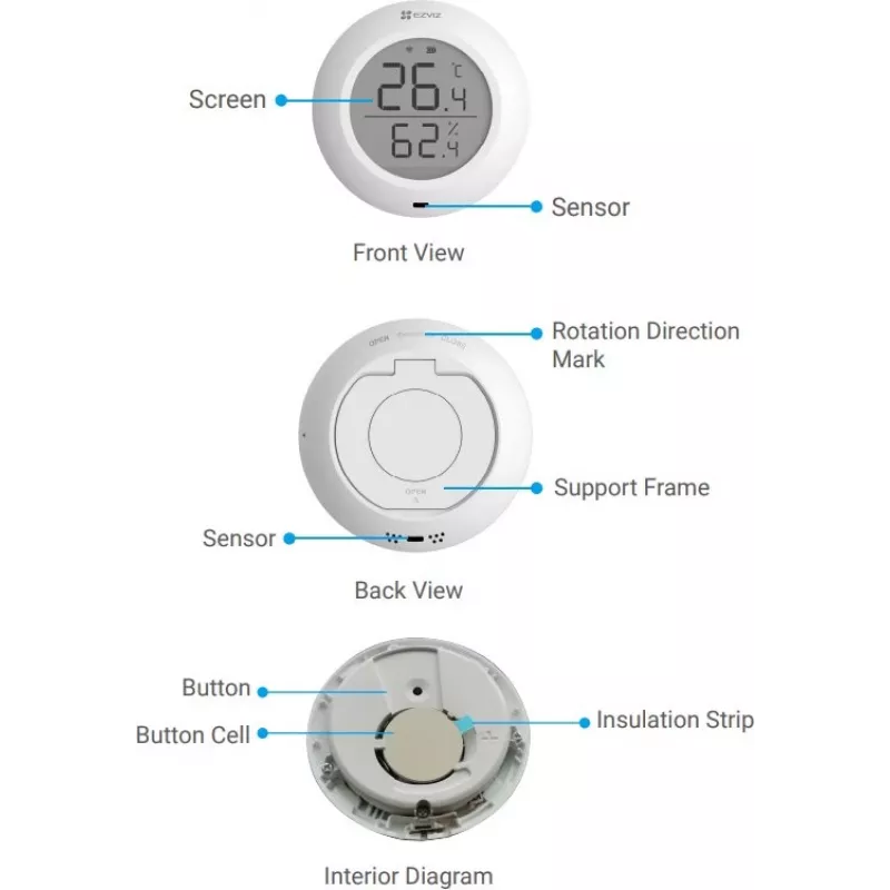 EZVIZ Temperature and Humidity Sensor, White | CST51C