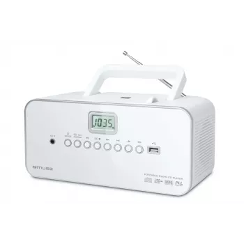 Portable stereo system Muse M-28RDW — CD/MP3 player, FM/MW tuner, 3W RMS, white, 1.4 kg