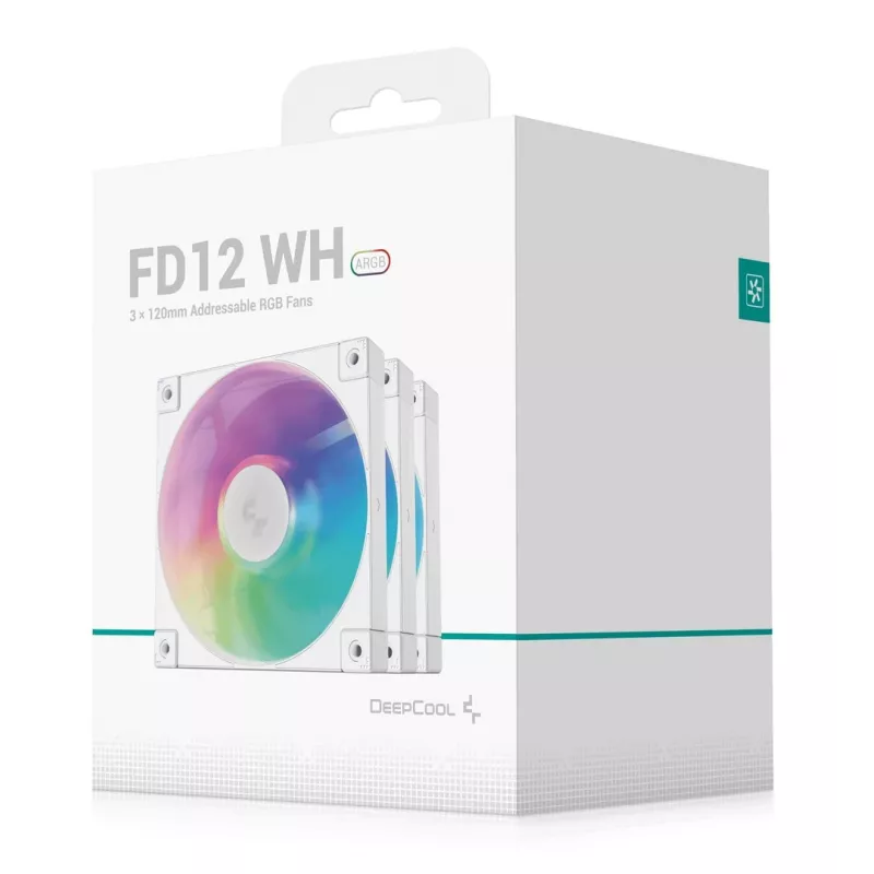 Fan DeepCool FD12 ARGB WH-3 in 1 12 cm White 3 pc Maximum air pressure 2.56 mmH2O