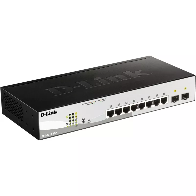 D-Link DGS-1210-10P Managed L2 Gigabit Ethernet (10/100/1000) Power over Ethernet (PoE) 1U Black