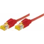 Tecline Premium - Patch-Cable - RJ-45 (M) to RJ-45 (M) - 50 cm - SFTP, PiMF -Cat.7 Raw Cable (Cable) / CAT 6a (Ports) - Shielded, Halogen-Free, Snagless - Red (70700R)