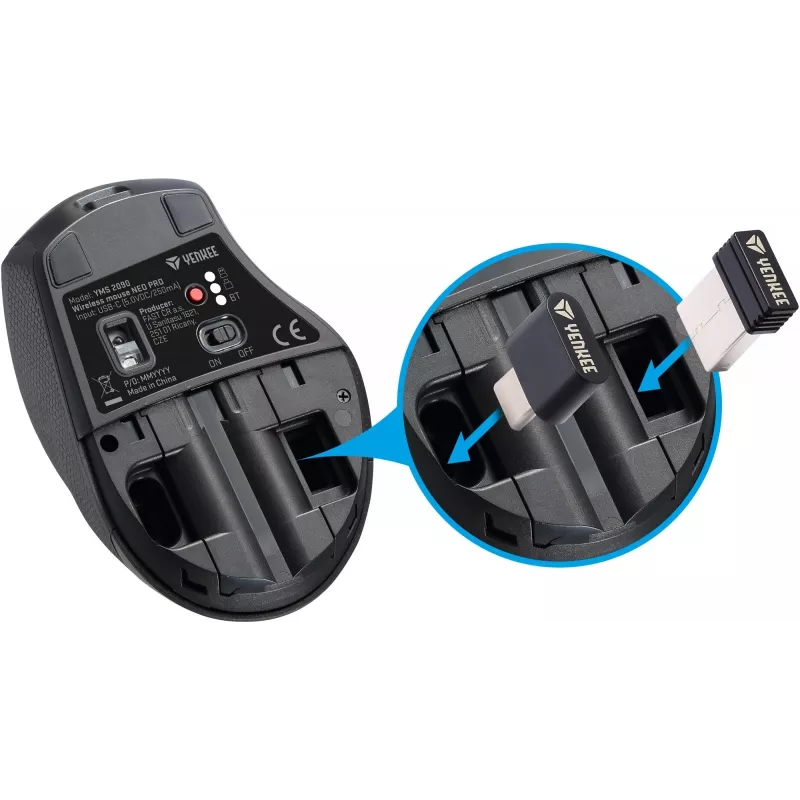 YENKEE YMS2090 NEO PRO dual wireless mouse, Bluetooth + USB A/C, rechargeable