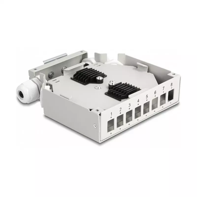 DeLOCK Fiber Optic Distribution Box DIN rail 8 port grey