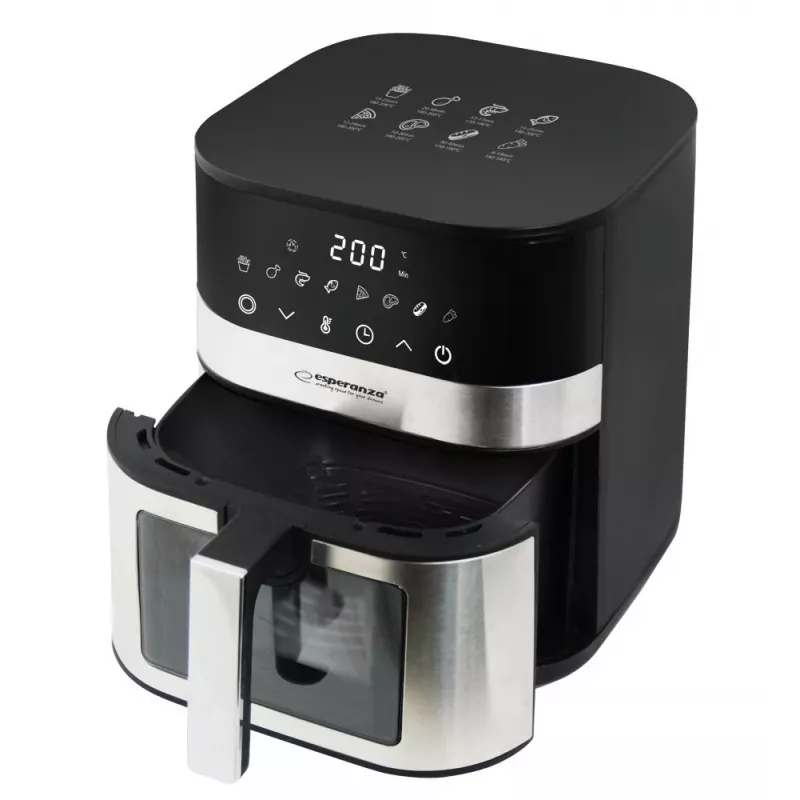 Hot air fryer ESPERANZA Pesce Alla Griglia 5 L, oil-less air fryer, 1400 W, 8 programs, 200°C, touch control