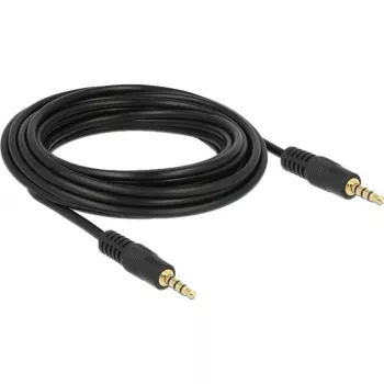 DeLOCK - Audio Cable - 28 AWG - Mini-Phone 3,5 mm, 4-pin (M) - Mini-Phone 3,5 mm, 4-pin (M) - 5,0m - Shielded - Black (83438)