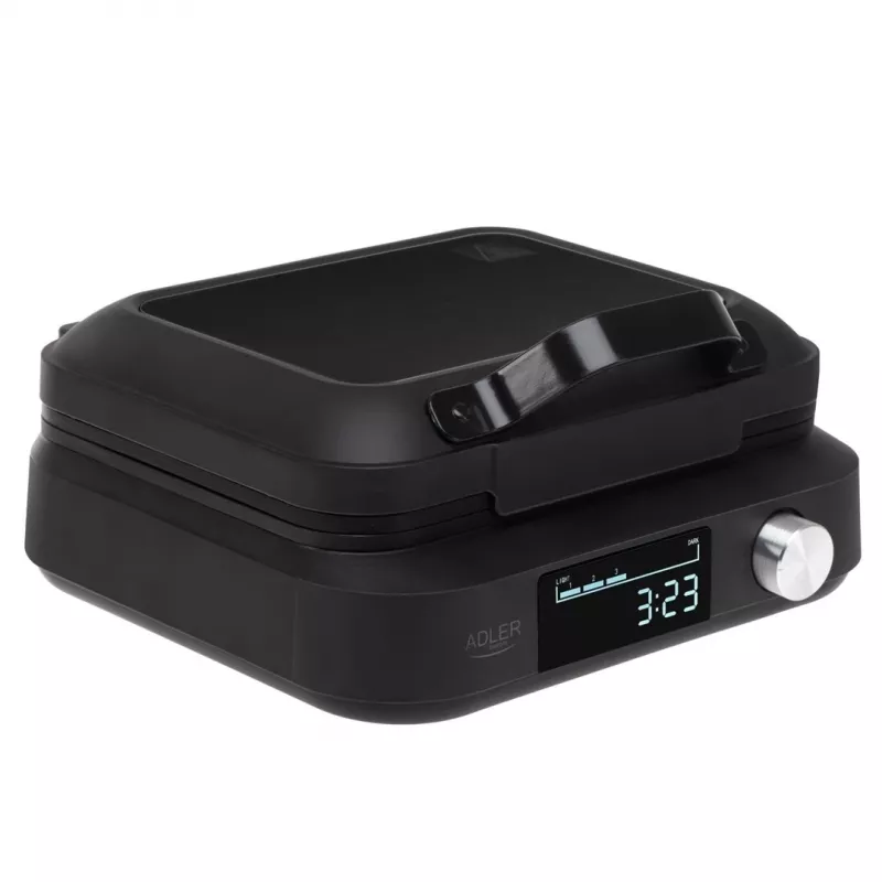 Waffle maker Adler AD 3087 — electric Belgian waffle iron, 2200 W, 2 rectangular plates 9×17 cm, black