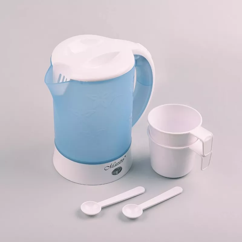 Electric kettle Maestro MR010 0.6 L 600 W — Blue/White, water level indicator, anti-calc filter