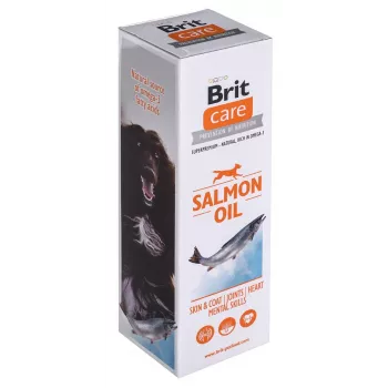 Dog supplement oil Brit Care Salmon Oil 250 g — liquid, preservative-free, improves skin and coat