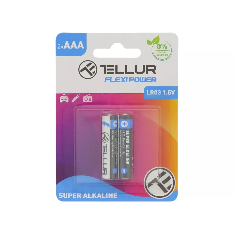 Battery Tellur Flexi Power AAA LR03 1.5V, 2 pcs set