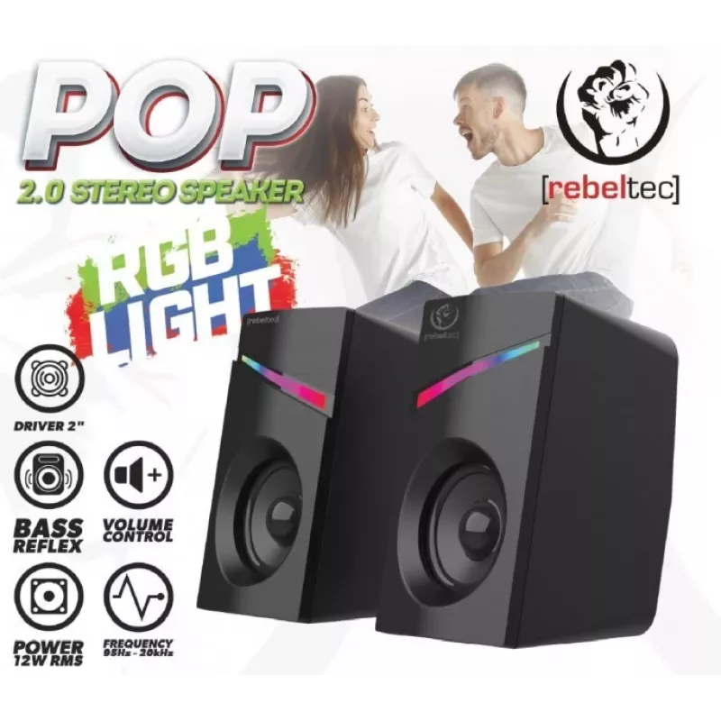 Stereo 2.0 speakers POP, RBLGLO00047, 20W