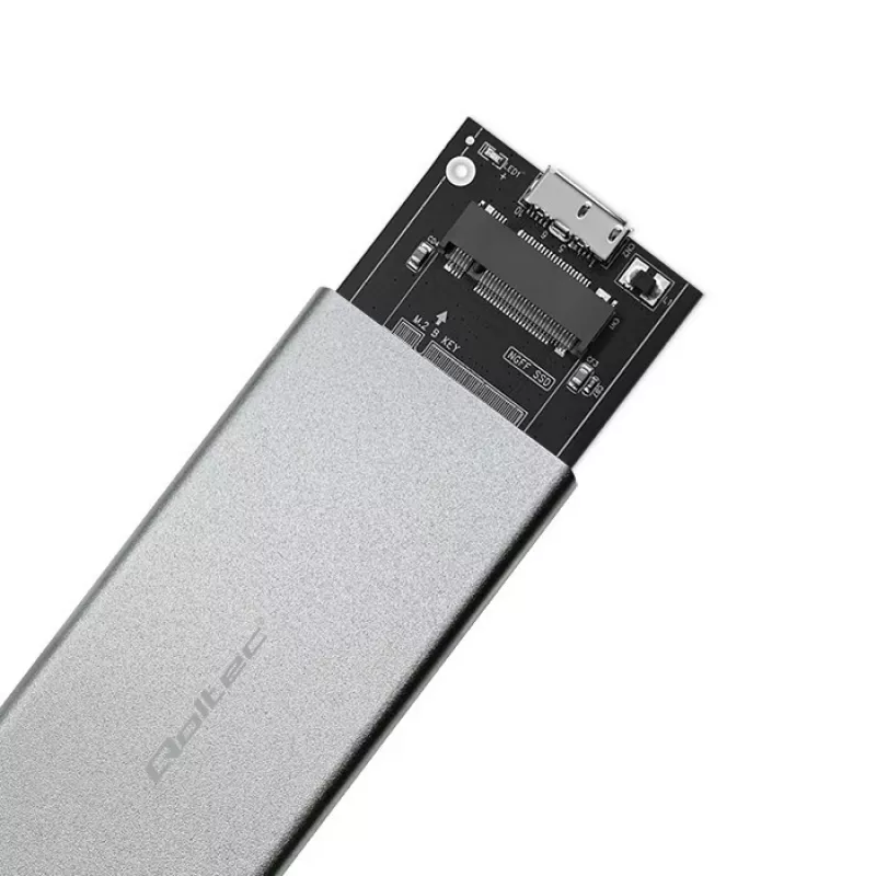 Aluminum enclosure QOLTEC 51833 for M.2 SSD, SATA to USB 3.0, supports up to 2TB