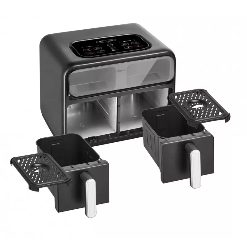 Amica AFM 7020 Double Air Fryer, 8 L, 2400 W, Black