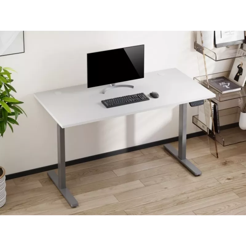 Adjustable Height Table Up Up Bjorn Gray, Table top L White