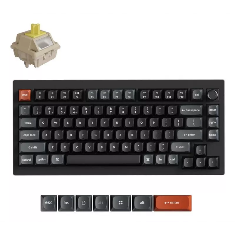 Mechanical keyboard Keychron V1 Ultra 8K — 75% form factor, QWERTY, Bluetooth, RGB, Black