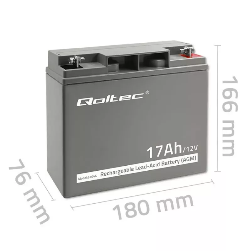 Qoltec 53046 AGM battery 12 V 17 Ah, max 255 A