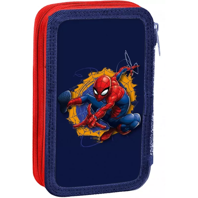 Pencil case Kids Euroswan 2-zipper with accessories Spiderman red-blue