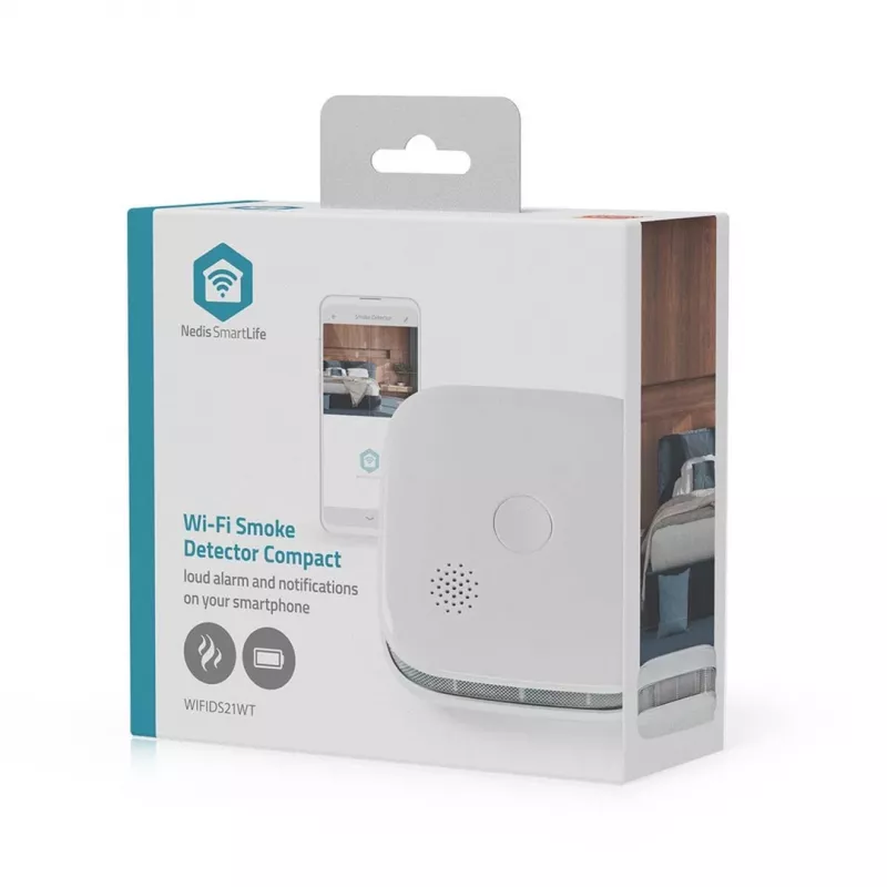 Smoke detector Nedis WIFIDS21WT smart Wi‑Fi smoke sensor for home safety