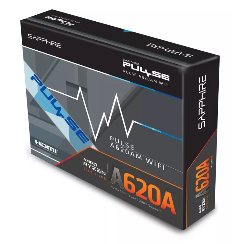 Motherboard Sapphire PULSE A620AM (microATX) Socket AM5, AMD A620A, DDR5, 2x DIMM, 64 GB, 2x M.2, Gigabit LAN