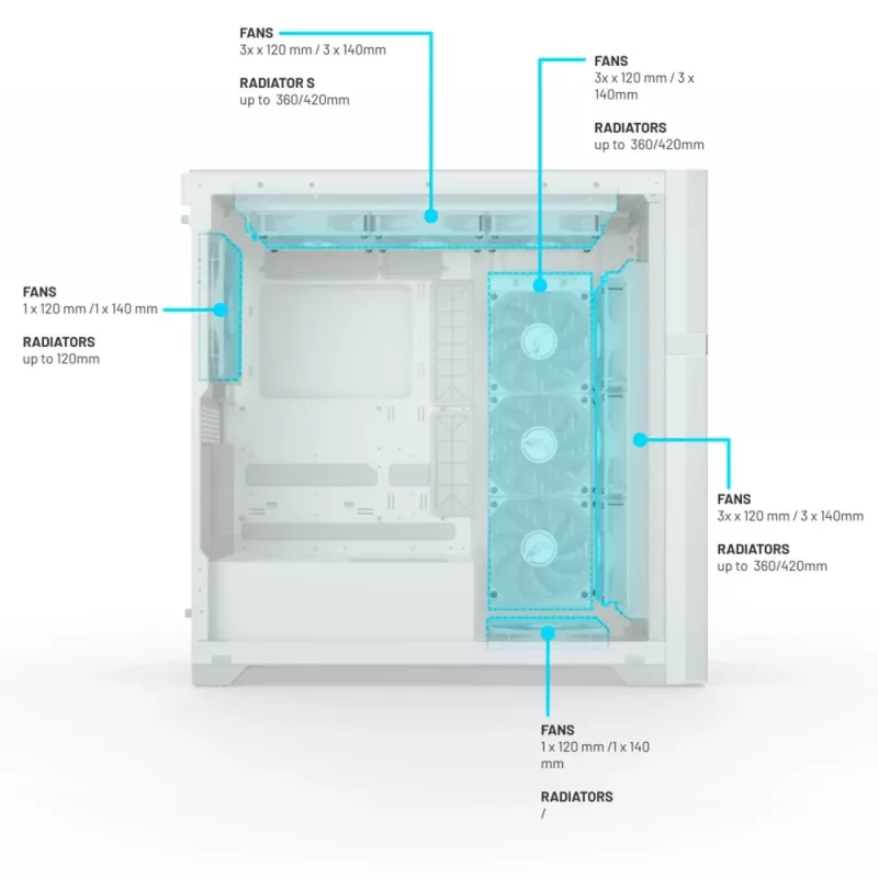 VK02 Lite, Tower-Enclosure White, Tempered Glass
