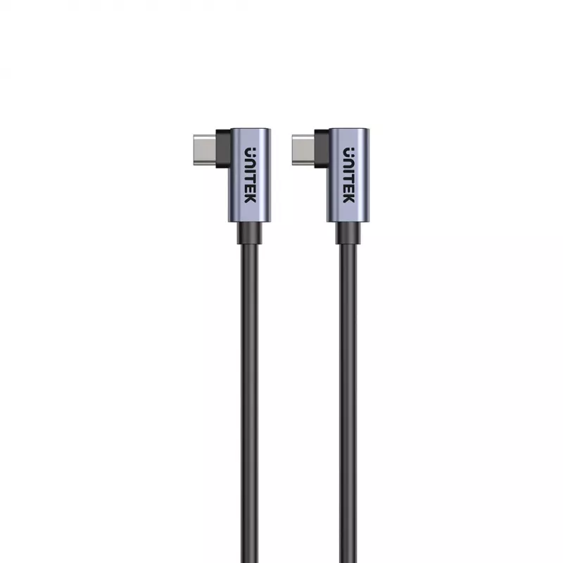 USB‑C cable Unitek C14147ABK01 90°–90° PD 100W 0.5 m, angled-to-angled, black