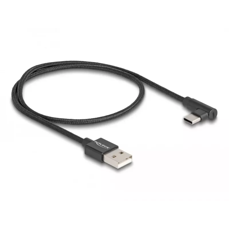 DeLOCK USB 2.0 Cable Type-A male to USB Type-C male angled 0.5 m black