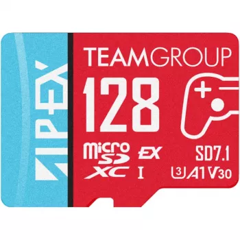 Team group microSDXC card APEX SD7.1 128GB (MicroSD Express, red/blue)