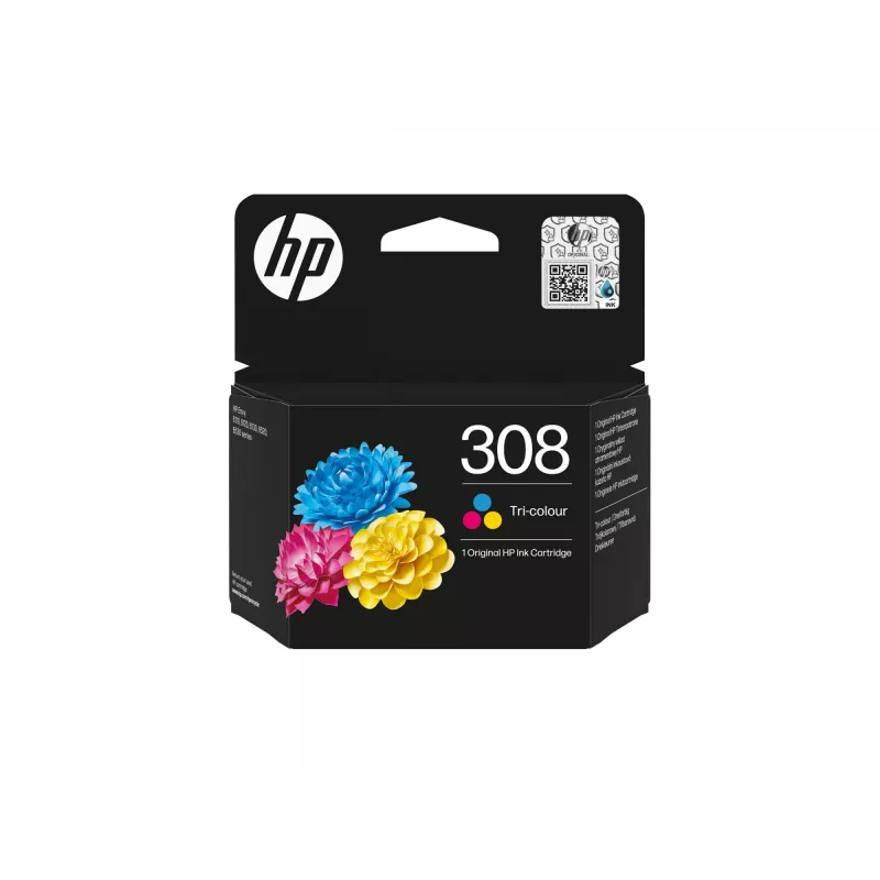 HP 308 Tri-color Original Ink Cartridge, Standard Yield, Cyan, Magenta, Yellow, Dye-based ink, 1 pc(s), 120 pages, Combo pack